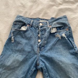 F21 mom jeans, distressed